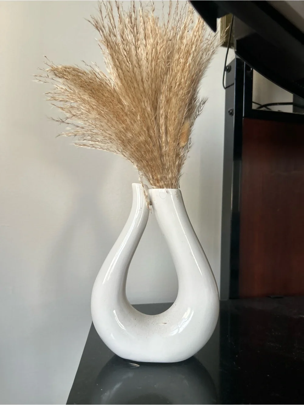 White Double-Neck Ceramic Vase - Modern Home Accent